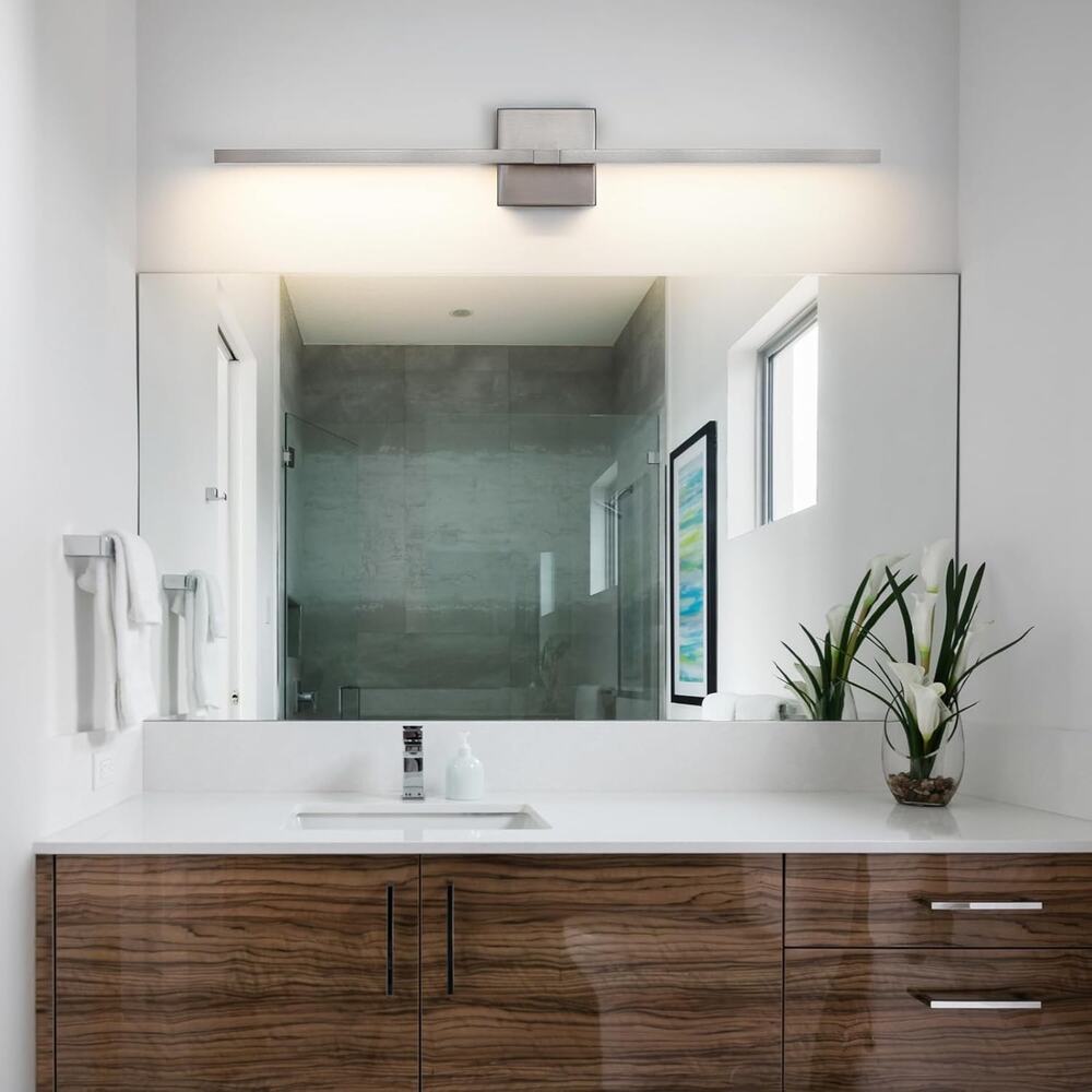 Brushed Nickel Vanity Light 24", 5CCT Dimmable LED Bathroom Light Bar, 18W Wall
